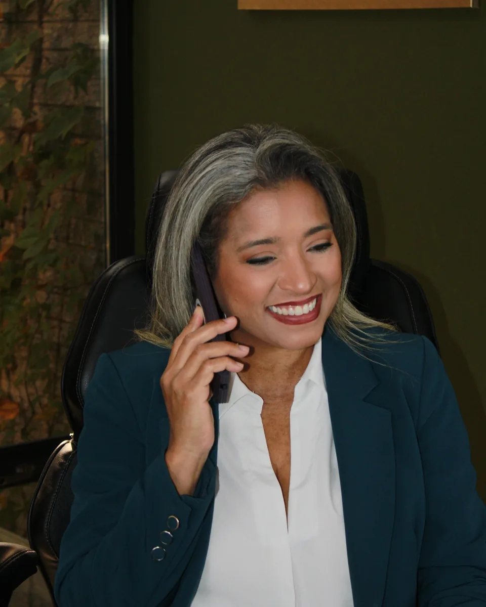 Diosalma M. Melgar in the Melgar Law Firm conference room in Hauppauge, NY